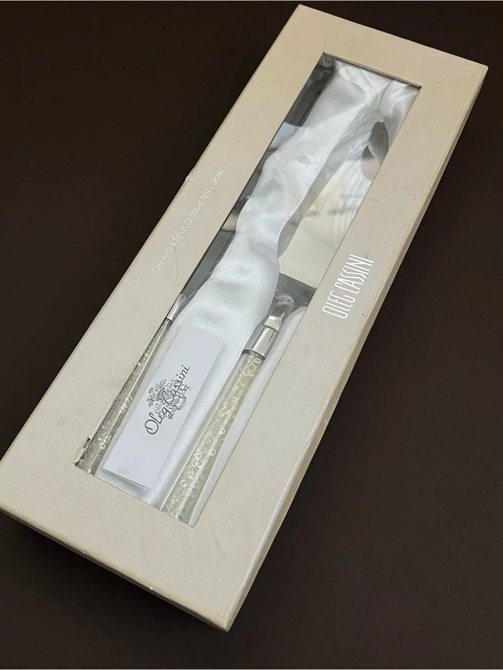 Oleg Cassini Crystal Handle Wedding Cake Serving Set